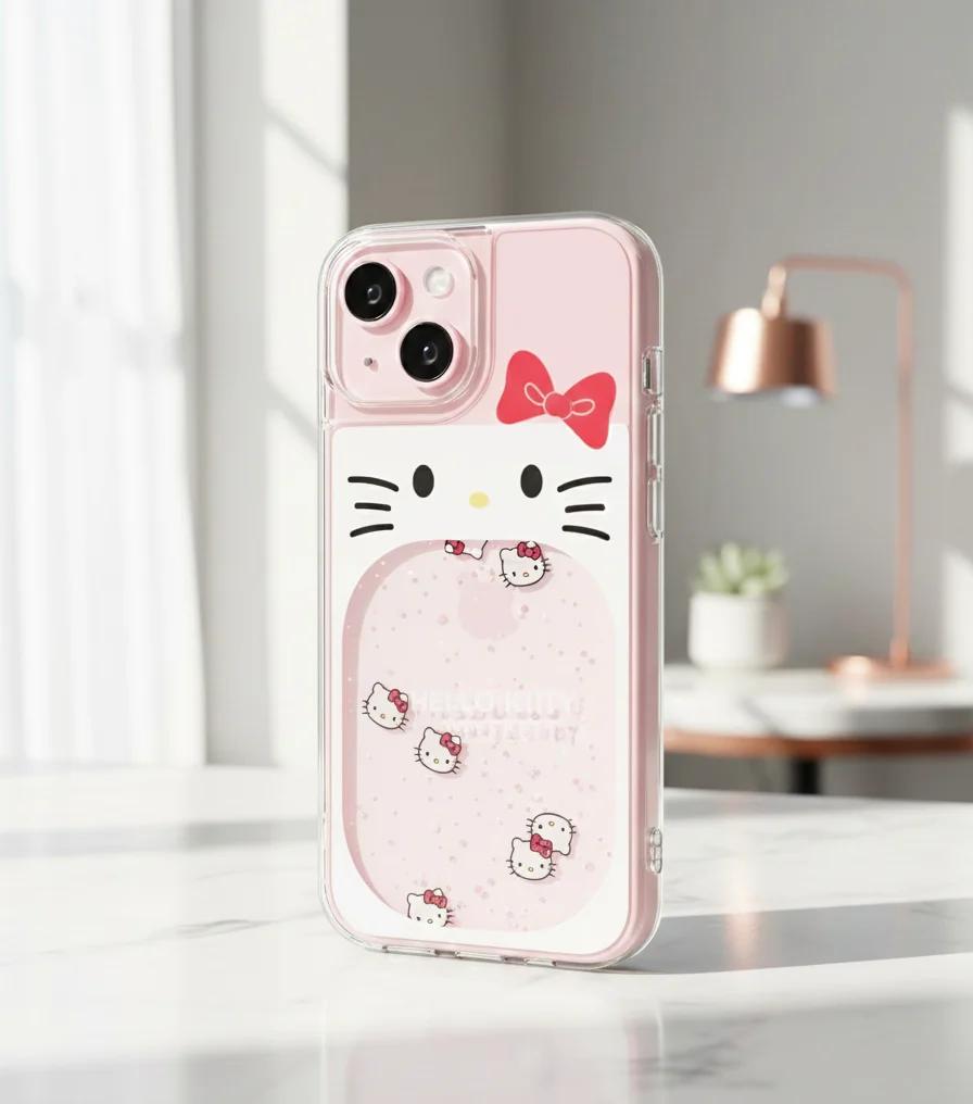Hello Kitty Glitter Waterfall Transparent Case (NEW)