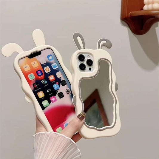 3D Silicone Rabbit Ear Mirror Case