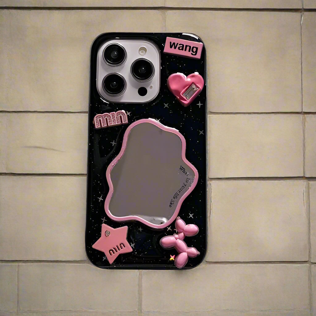 3D Black Pink Mirror Case