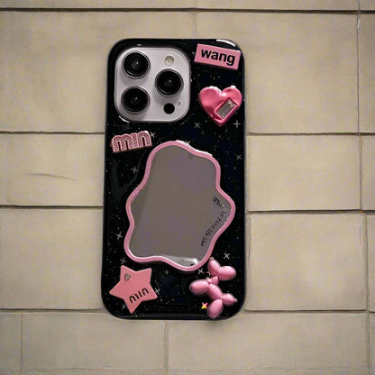3D Black Pink Mirror Case