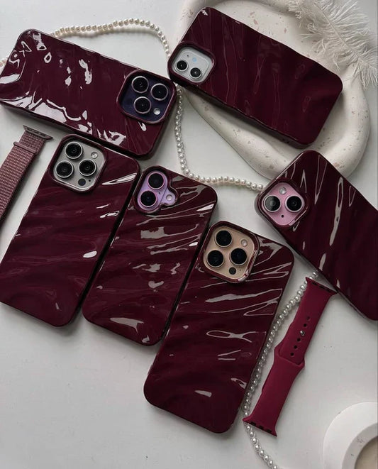 Burgundy Waves iPhone Case