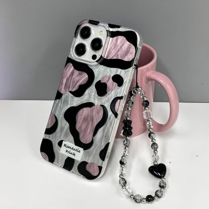 Glossy Cow Print Case With Chain