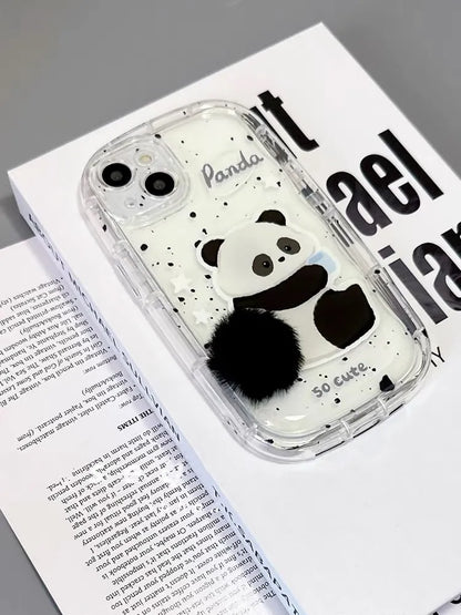 Bunny Panda Plush Tail Black Furr Case (NEW)