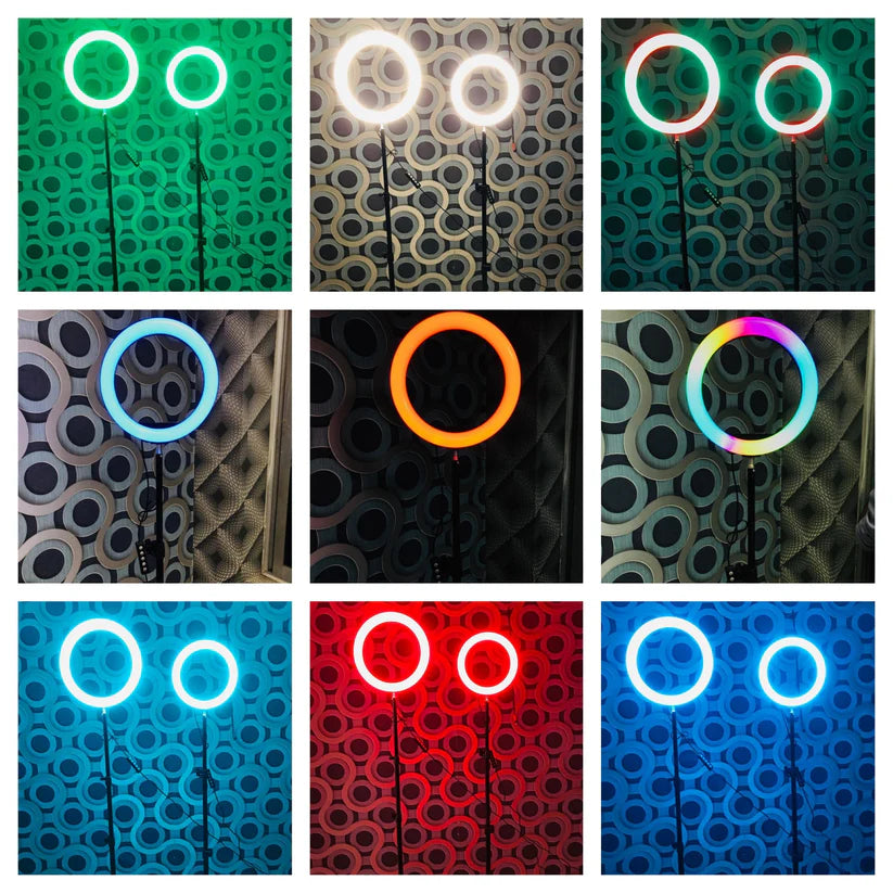 26cm/33cm RGB Ring Light With 7 ft Tripod Phone Clip Selfie Colorful Photography Lighting for TikTok Vlogging Short Video YouTube Live