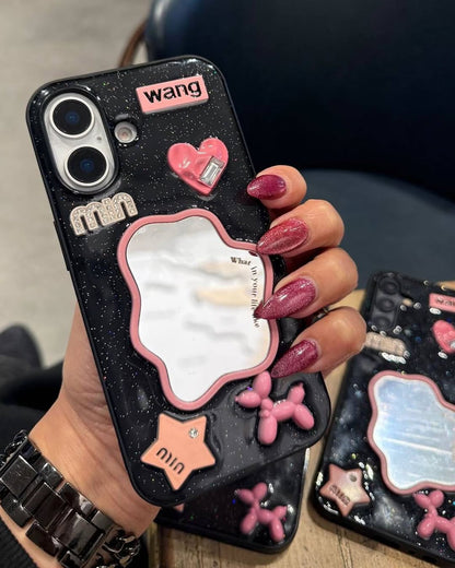 3D Black Pink Mirror Case