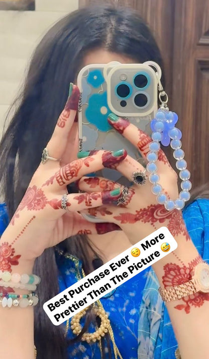 Soft TPU Blue Floral Case with Chain