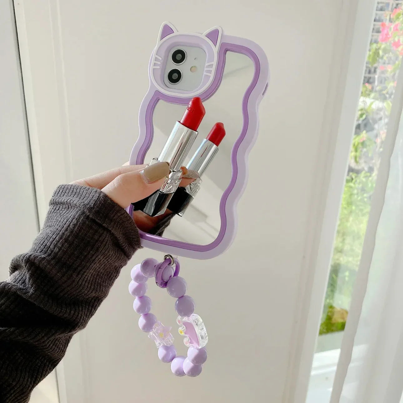 3D Purple Mirror Case with Chain