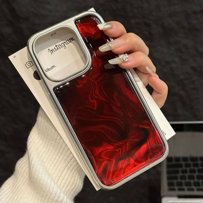 Red Epoxy Resin Ripple Silver Plated Case (NEW)