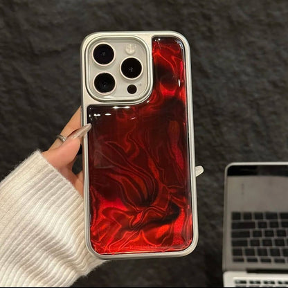 Red Epoxy Resin Ripple Silver Plated Case (NEW)
