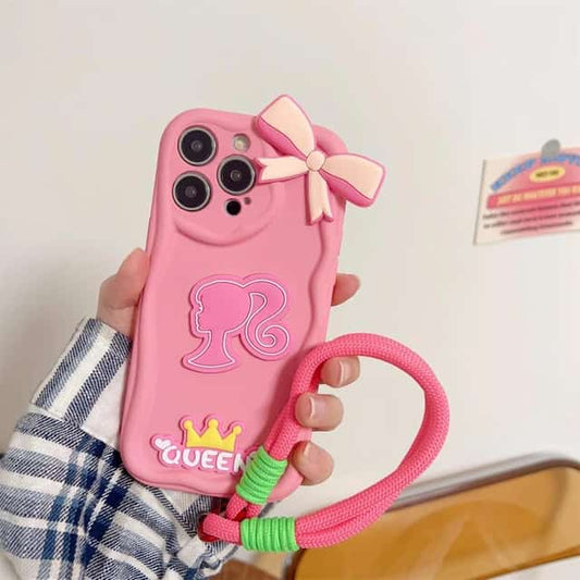 Queen iPhone Case with Bow and Lanyard - Elegance & Protection