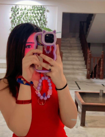 3D Purple Mirror Case with Chain