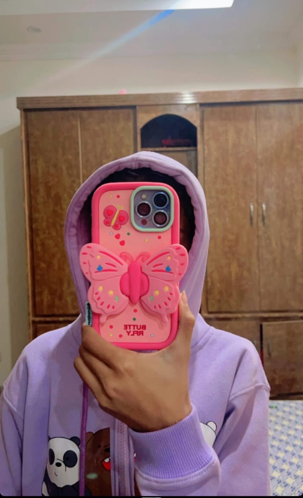 3D Pink Case With Cute Butterfly