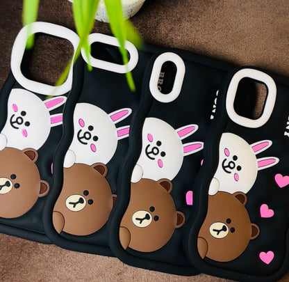 3D Cartoon Cony Bear Case (Purple Brown Black)