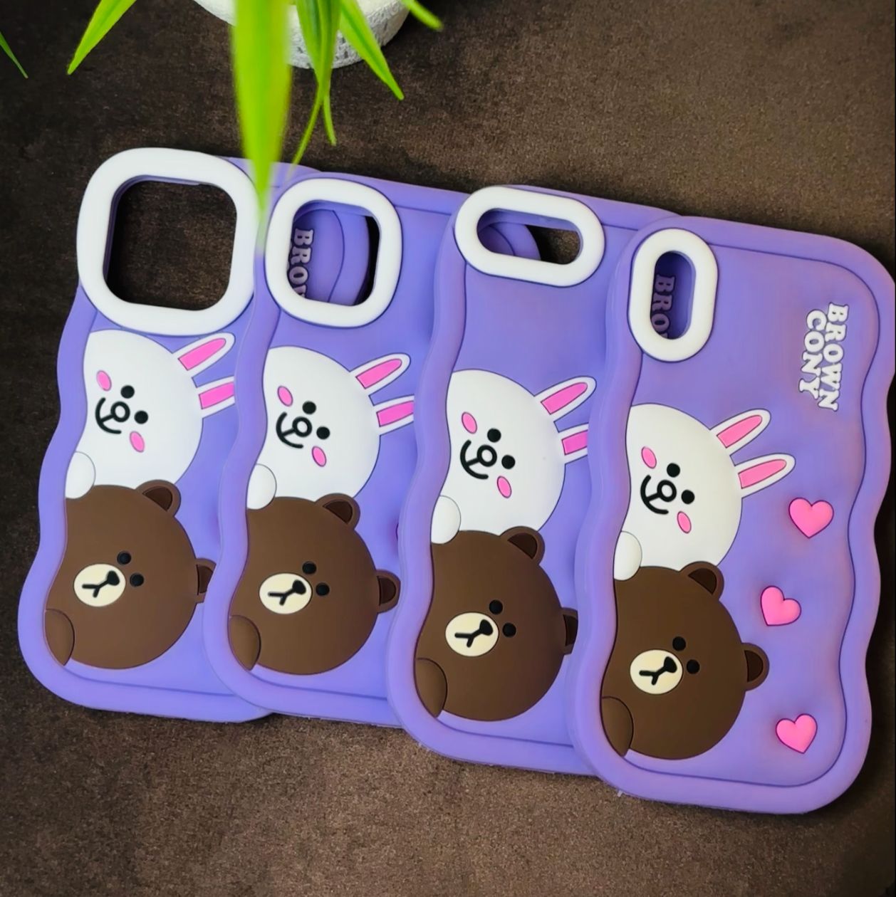 3D Cartoon Cony Bear Case (Purple Brown Black)