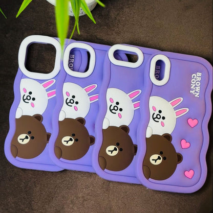 3D Cartoon Cony Bear Case (Purple Brown Black)