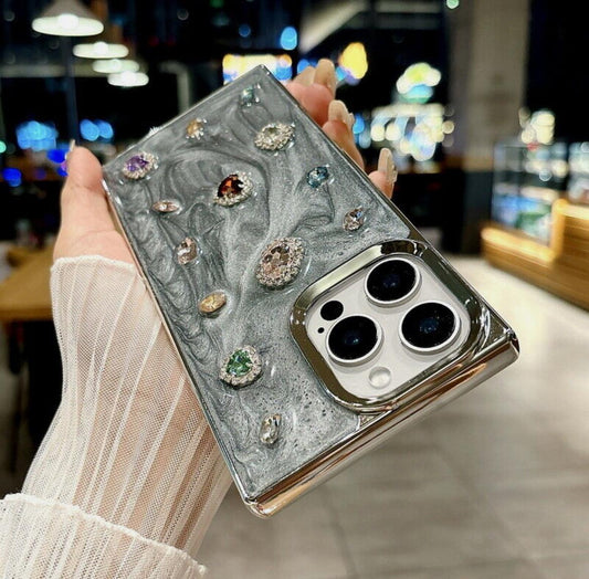 Electroplated Square Gem Stones Case 💎(NEW)