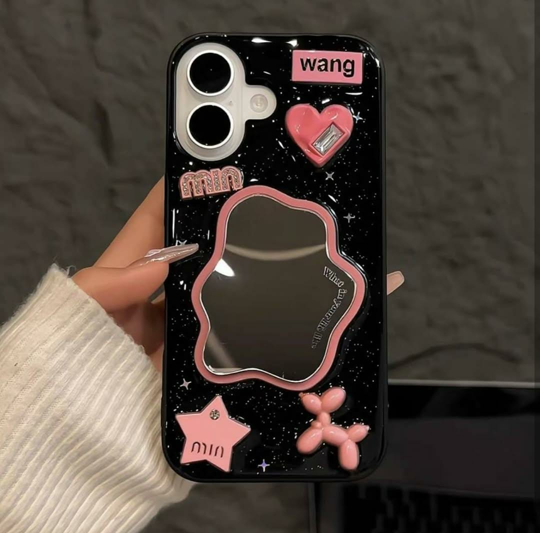 3D Black Pink Mirror Case
