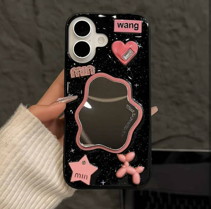 3D Black Pink Mirror Case