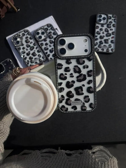 Premium Quality Black Leopard Case With Front & Back Diamond 💎