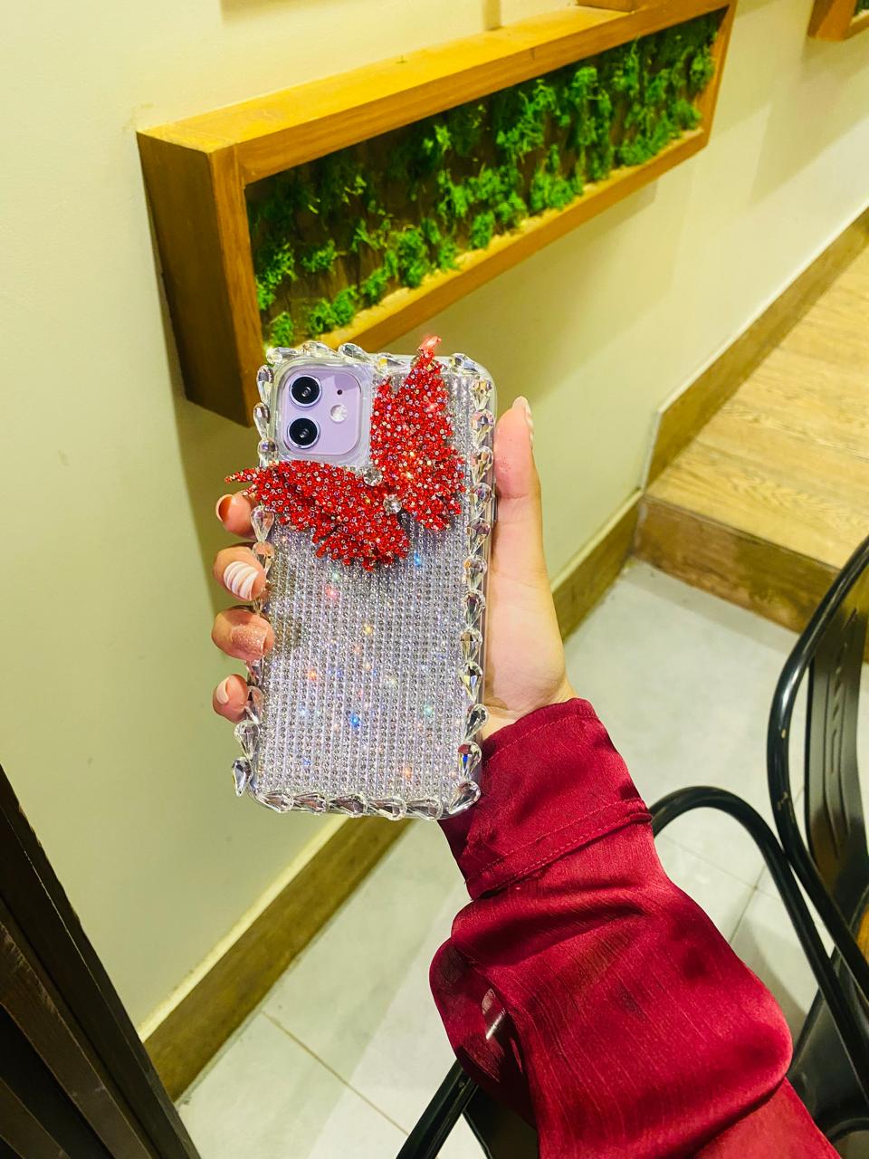 Customized Red Butterfly Stones Case - NEW