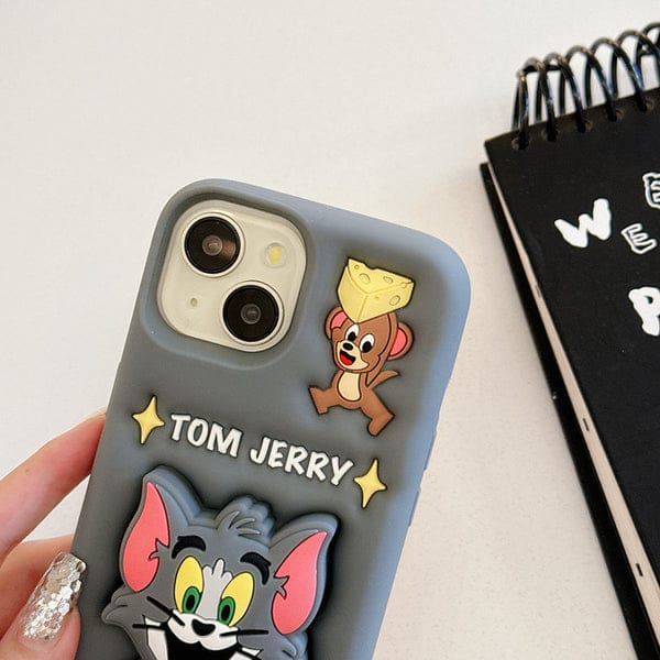 3D Tom & Jerry Cartoon Case With Holder (NEW)