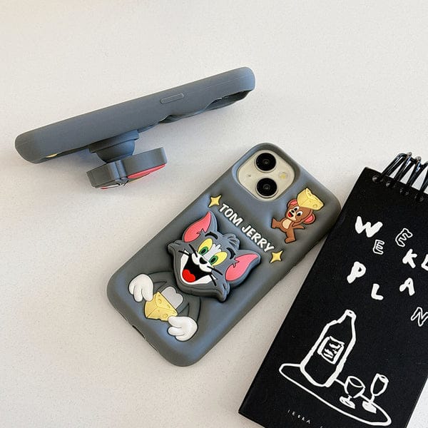3D Tom & Jerry Cartoon Case With Holder (NEW)