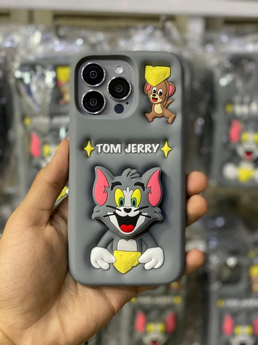 3D Tom & Jerry Cartoon Case With Holder (NEW)
