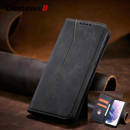Leather Magnetic Filp Wallet Case (AAA+ Quality)