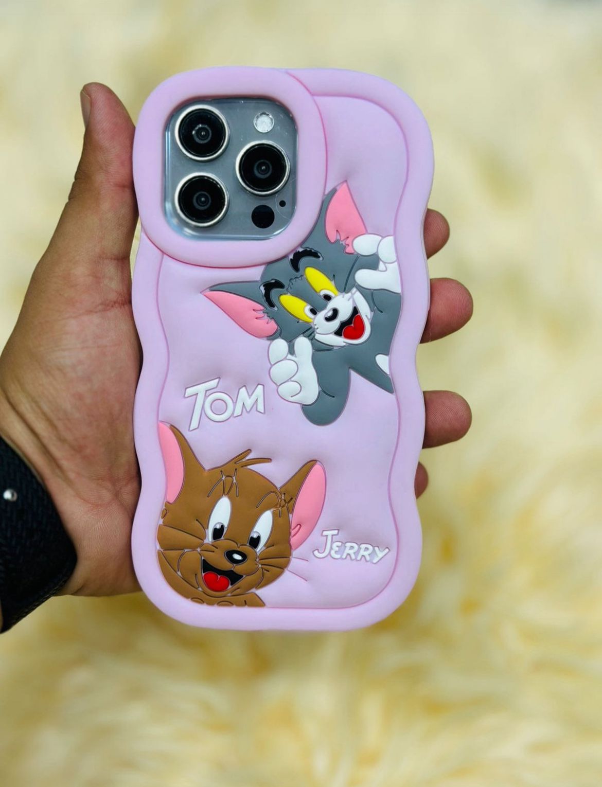 3D Tom & Jerry Cartoon Case (Grey Black )