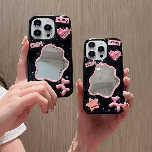 3D Black Pink Mirror Case